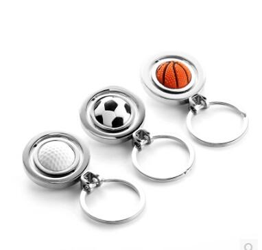 Buy cheap New creative gift product golf football basketball rotary metal keychain keyrings from wholesalers