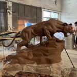 Bronze Leopard Statue Brass Life Size Panther Sculpture Customized Outdoor