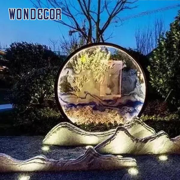 Outdoor Stainless Steel Garden Art Large Forged Metal Geometric Circular