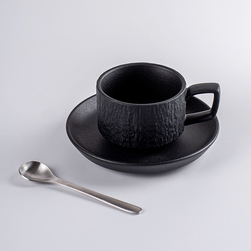 Europe Design Porcelain Tea Cup And Saucer Set Stone Texture Nordic Cappuccino Cup Set