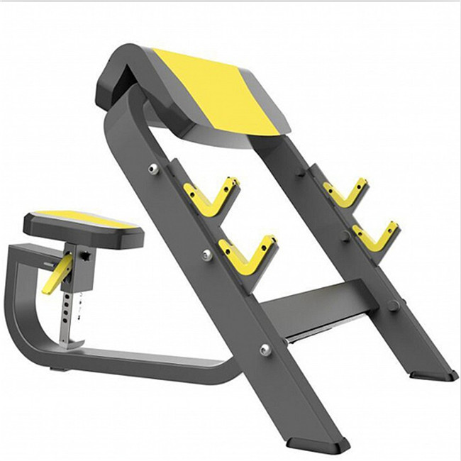 Adjustable Steel Preacher Curl Strong Bench Press with Plate Rack for Sports Exerciser