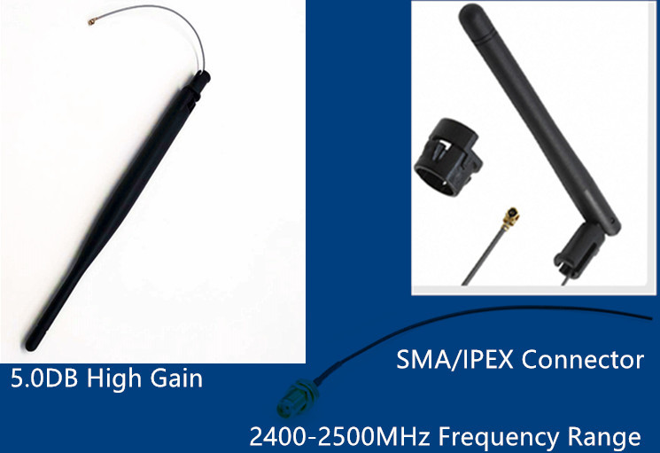 SMA Input Connector Omni WIFI Antenna 2.4G 2.0DBI 2400-2500Mhz Frequency Range