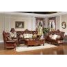 Buy cheap Luxury classic antique European style living room furniture solid wood leather sofa set from wholesalers