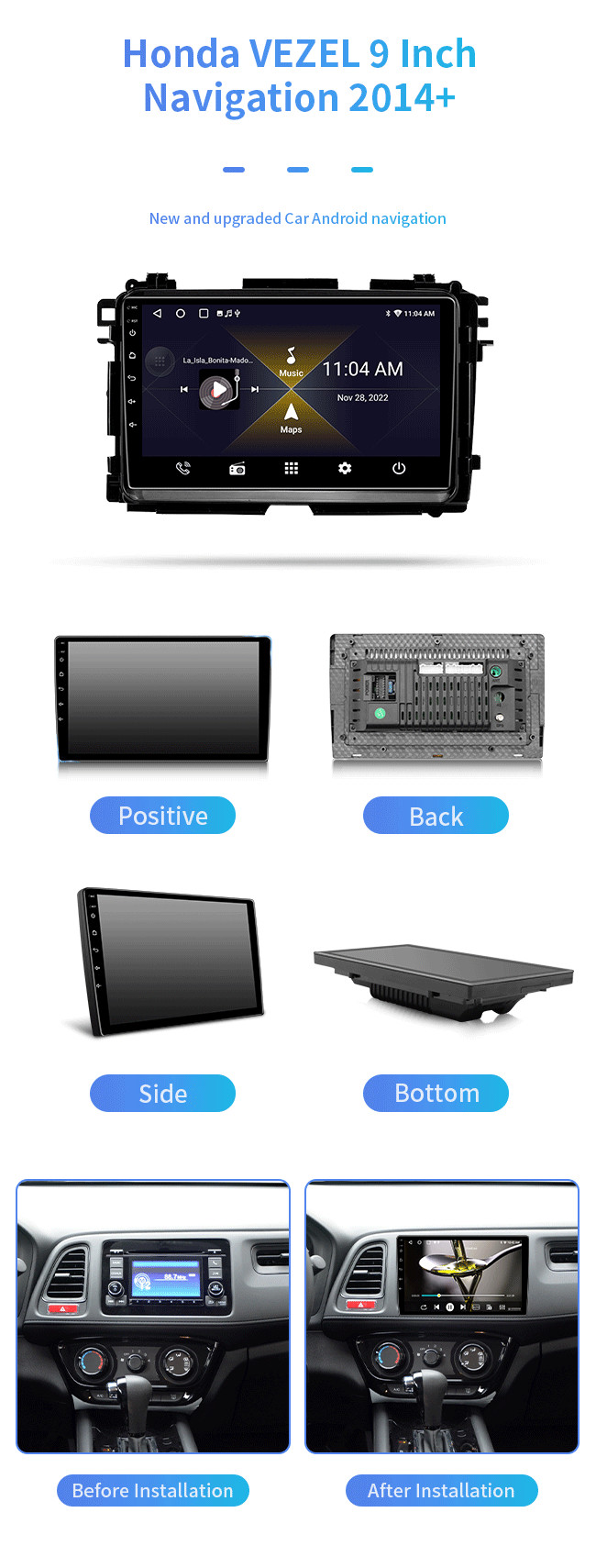 8-Core For Honda VEZEL 2014+ Wireless Bluetooth Car DVD Bluetooth Car Navigation