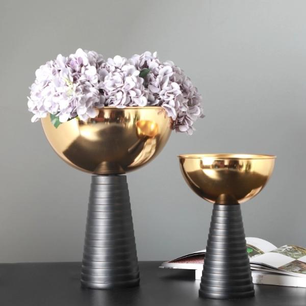 Decorative Flower Vase Round Wedding Decorative Gold Plated Vases Flower Bowls