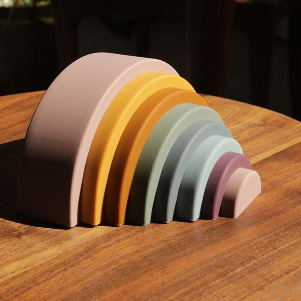 Buy cheap New Children'S Education Silicone Rainbow Round Cloud Arched Colorful Building Blocks Colorful Silicone Children'S Toys from wholesalers