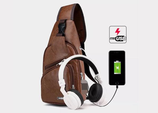 Buy cheap USB Charging Messenger Shoulder Strap Bag Reusable PU Leather from wholesalers