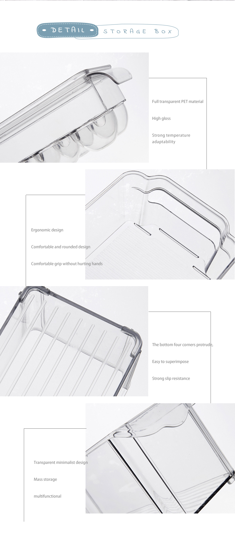 Refrigerator storage container fridge organizatiofn box organizer with lid