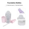 Buy cheap 30ml Transparent Empty Foundation Bottle With Pink Or Purple Plastic Caps from wholesalers