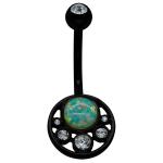 Crystals Opal Design Belly Ring Jewelry Stainless Steel Body Jewelry Women