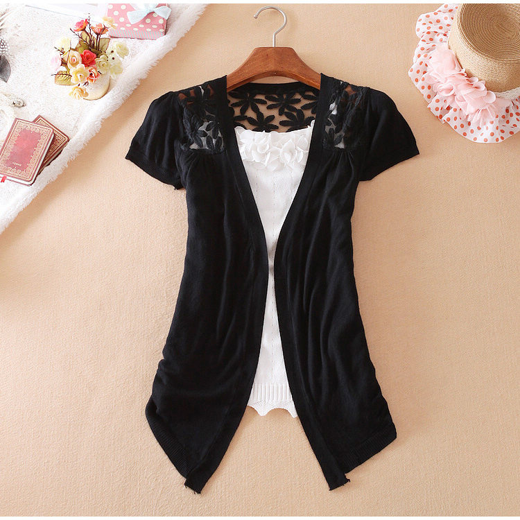 Women Casual Blusas Tricotado Women Fashion Short Sleeve Knitted Cardigans Autumn Summer Crochet Sweaters