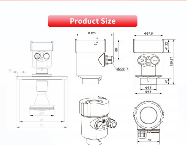 Customized UBLG-80CY UNIVO 80G Millimeter Wave Radar Level Meter for Liquid