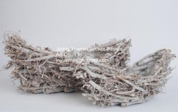 Buy cheap new design home dicorative wicker flower basket willow garden basket plant plastic lining from wholesalers