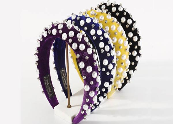 Buy cheap Flannelette high cranial girls fabric headbands sticky bead headband Yiwu hair accessories from wholesalers