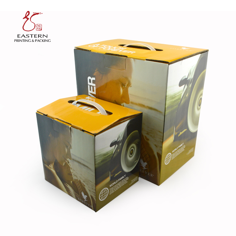 Folded CMYK Corrugated Paper Box Stamped Packaging With Handle