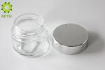 Thick Wall Clear Glass Face Cream Jars 100g Round Shape With Silver Color Cap