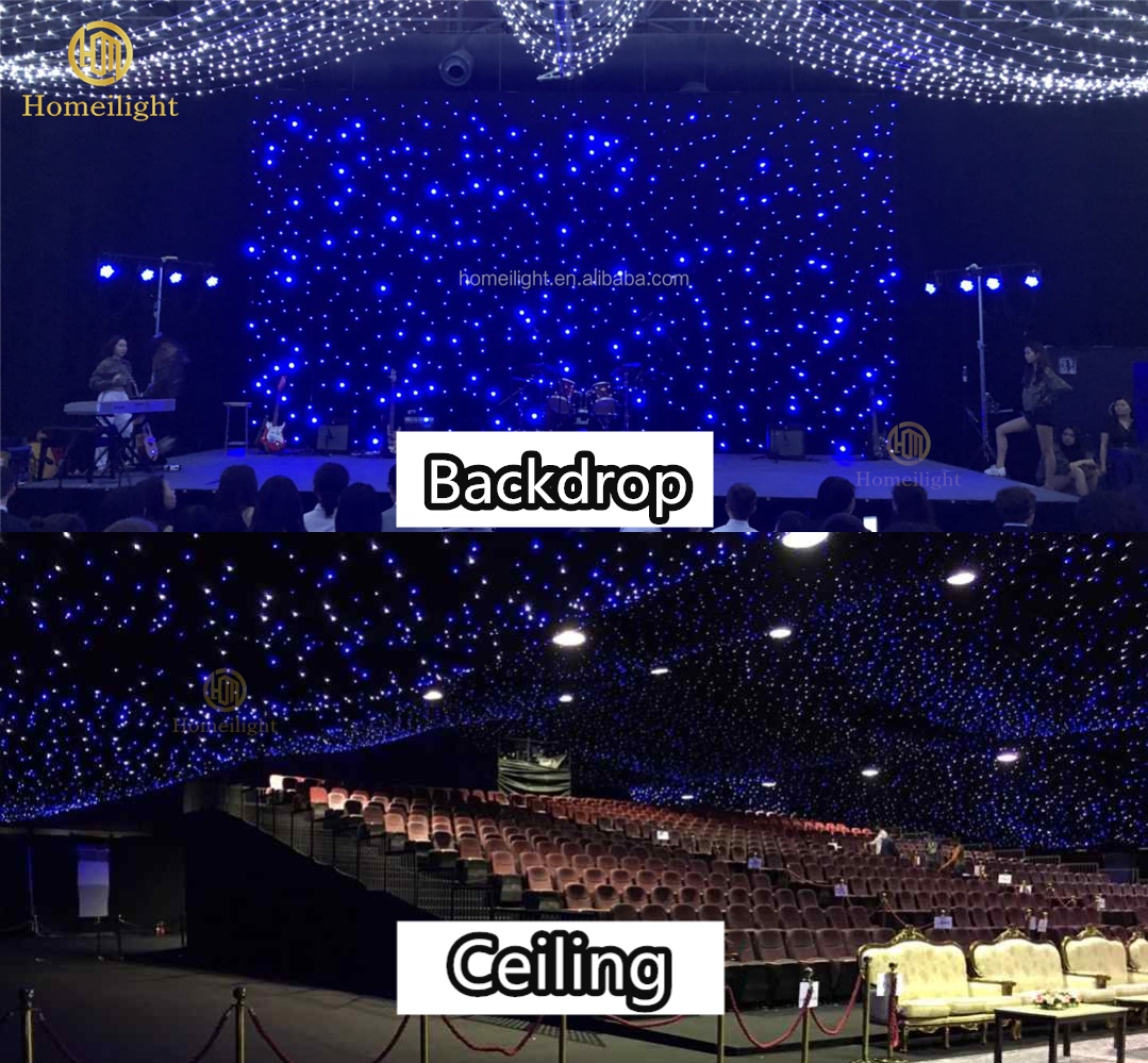 6000K LED Star Curtain Backdrop Double Decker Fireproof Velvet Material For Stage