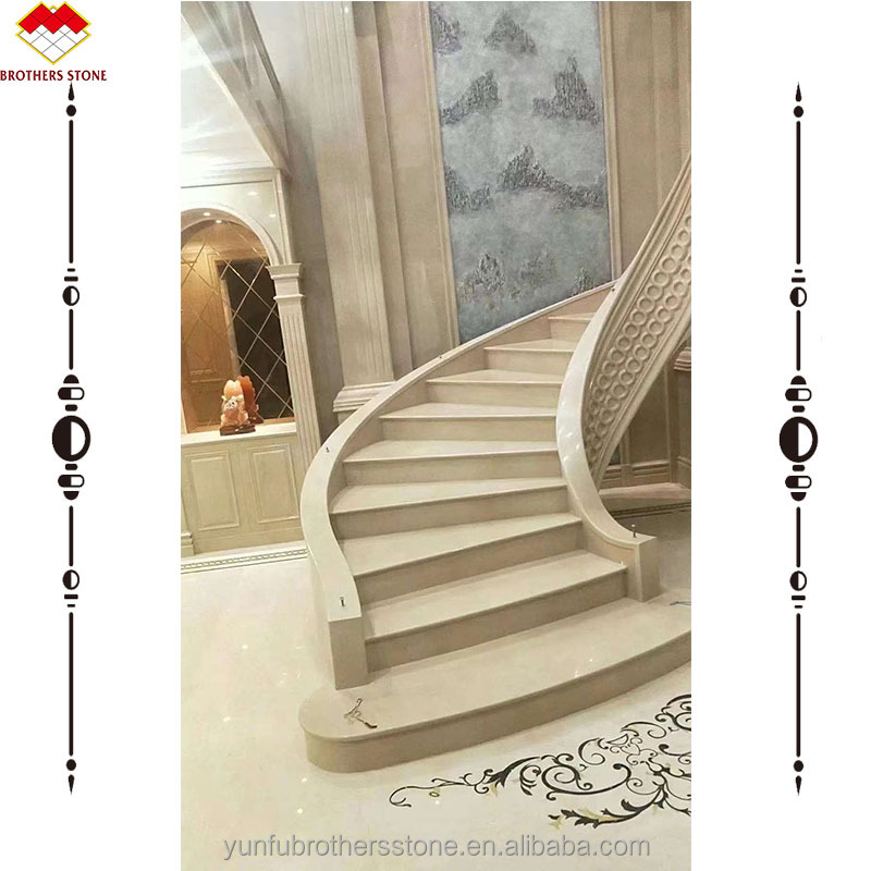 15 18mm Grey Marble Spiral Staircase Treads for Modern Homes and Easy Installation