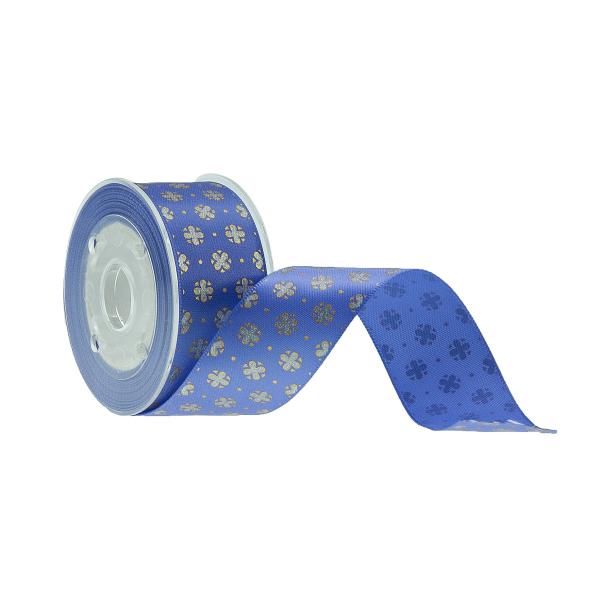 Buy cheap Decoration Printed Satin Ribbon With Glitter Blue Color 19mm Width Snag Free from wholesalers