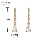 Colored Water Drop Diamond Zircon Crystal Pendant Stud Earrings 18k Gold Plated