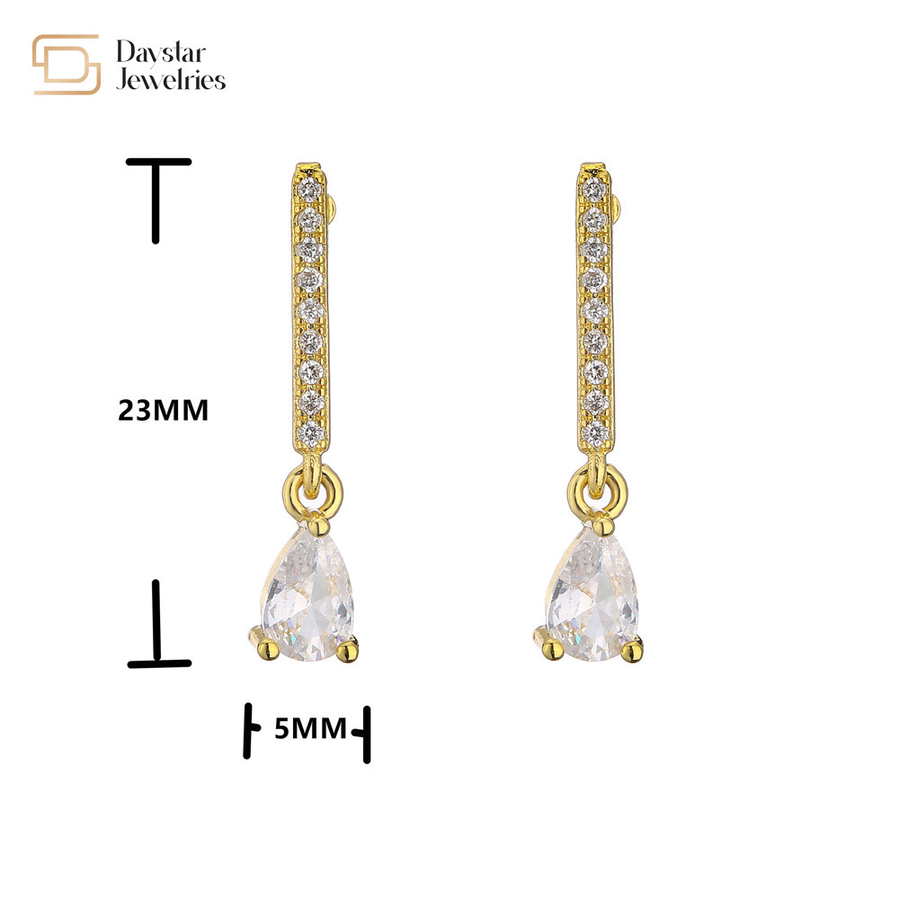 Colored Water Drop Diamond Zircon Crystal Pendant Stud Earrings 18k Gold Plated