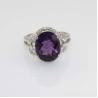 Buy cheap 925 Silver Oval Blue Topaz Gemstone Ring with CZ Diamons (R261) from wholesalers