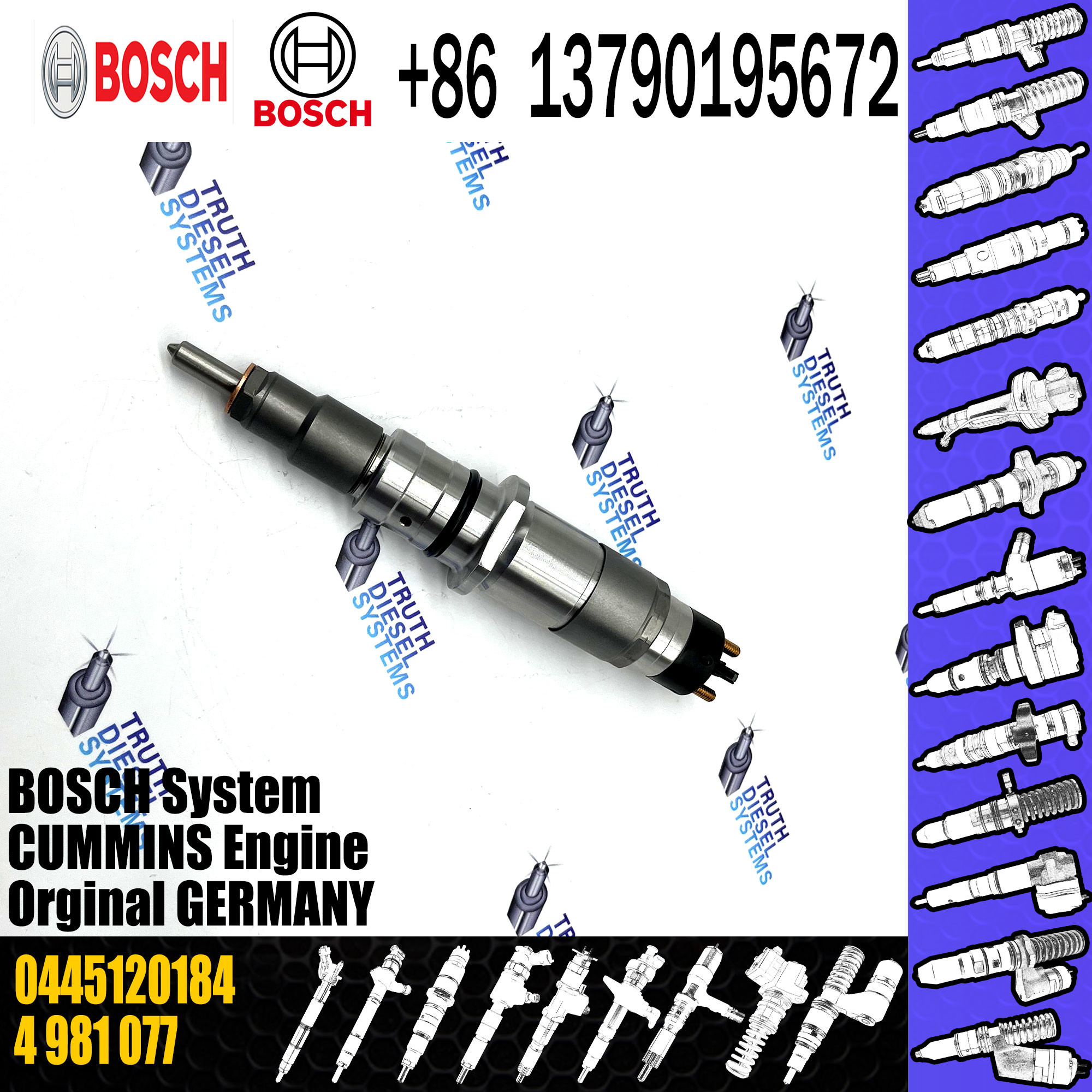Common Rail Diesel Fuel Injector 0445120184 FOR CUMMINS 4981077 5253221 0445120071