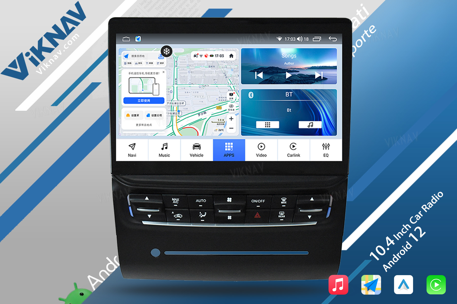 OEM 1204x768 Aftermarket Carplay Stereo Radio For Maserati Quattroporte 2013-2017