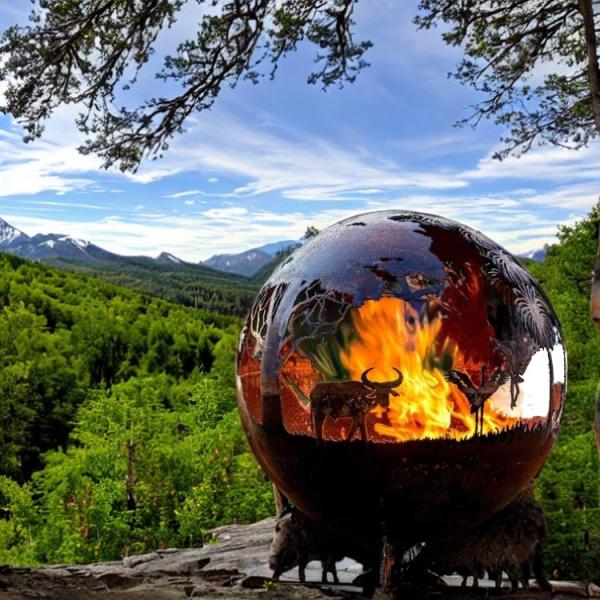 Buy cheap Outdoor 800mm Diameter Rustic Red Steel Fire Ball Or Customized from wholesalers