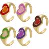 Buy cheap Summer Jewelry 14k Gold Plated Rings Open Adjustable Colorful Enamel Double Heart Chunky from wholesalers