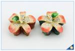 Metal Material Beautiful Flower Shape Crystal Trinket Box SCJ564