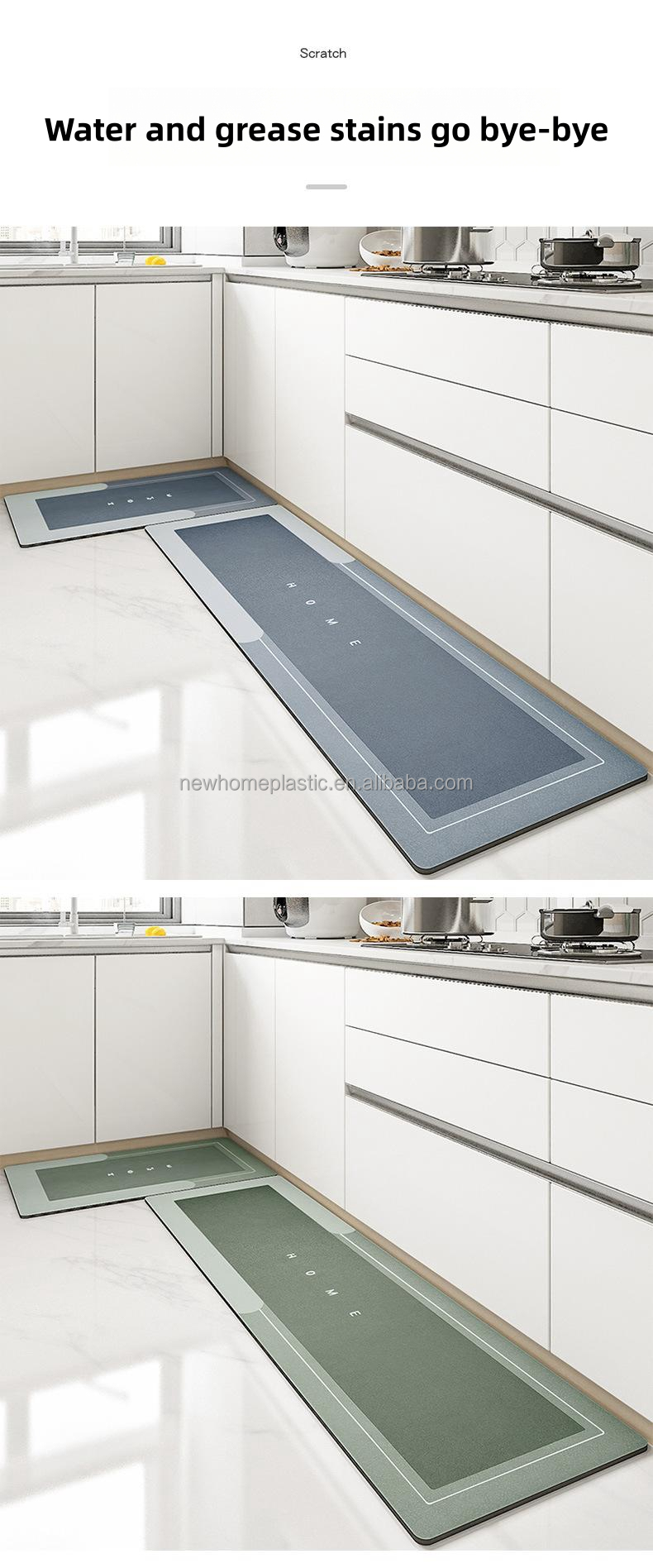 Easy-to-Clean Kitchen Mat 45*120cm Size for Absorbent and Dirt-Resistant Surface