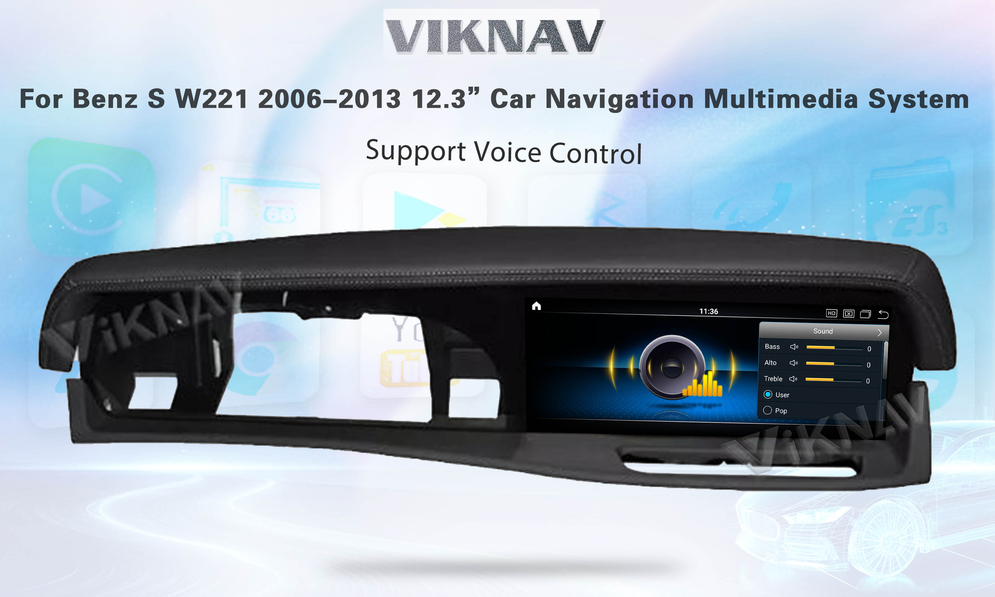 12.3 Inch Mercedes Android Screen Hear Unit Touch Screen For Benz S Class 2006-2013