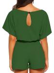 Casual Loose Women Summer Short Pants Solid Color One Piece Women Jumpsuit