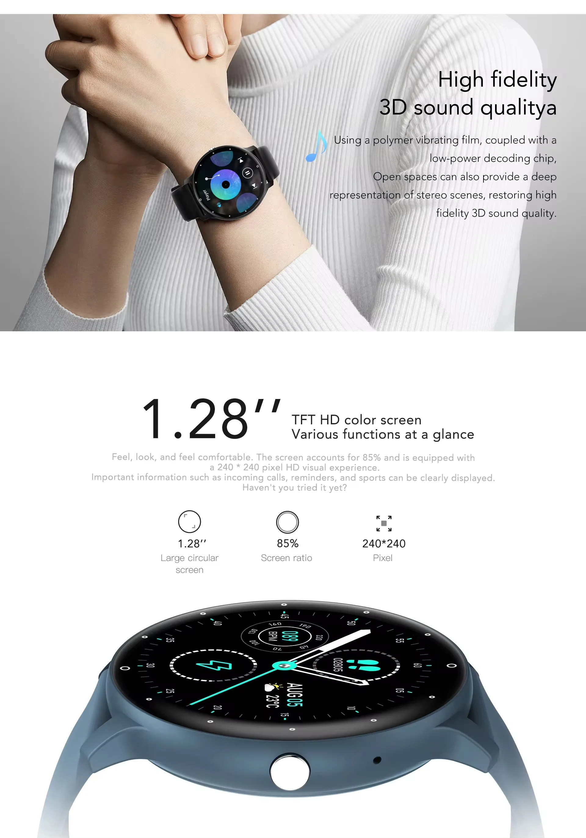 ZL02C Pro Women'S Bluetooth Watch 1.28inch AI Voice Sports Fitness Amoled Calling