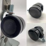 Treaded Stem Casters Floorprotecting Soft Pu Black Wheels For Small Leg Chairs