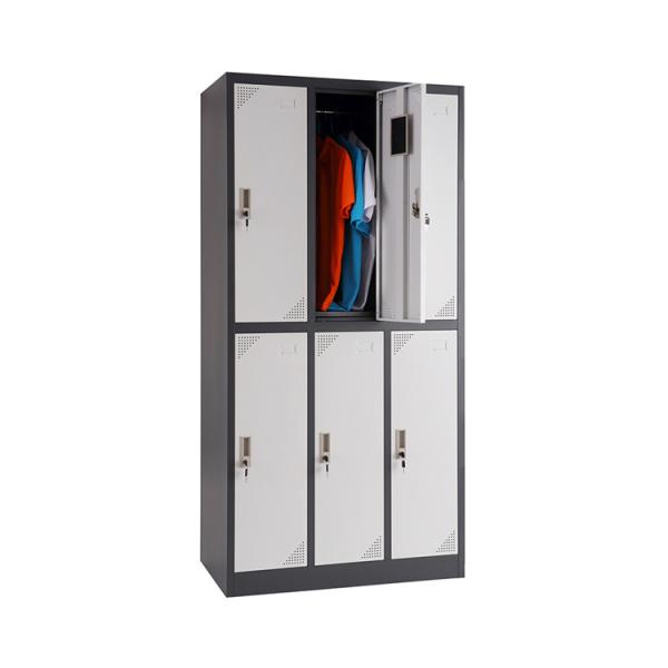 Buy cheap 0.6mm Thickness Bedroom Mirror 6 Door Steel Wardrobe For Employees from wholesalers