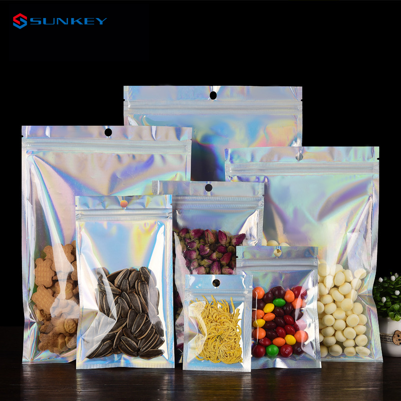 Mylar Phone Case Holographic Zipper Bag PVC Holographic Printed Plastic Packaging Bags
