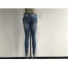 Buy cheap Light Wash Knee Rip Ladies Denim Jeans / Skinny Stretch Denim Jeans With Scarf TW81488 from wholesalers