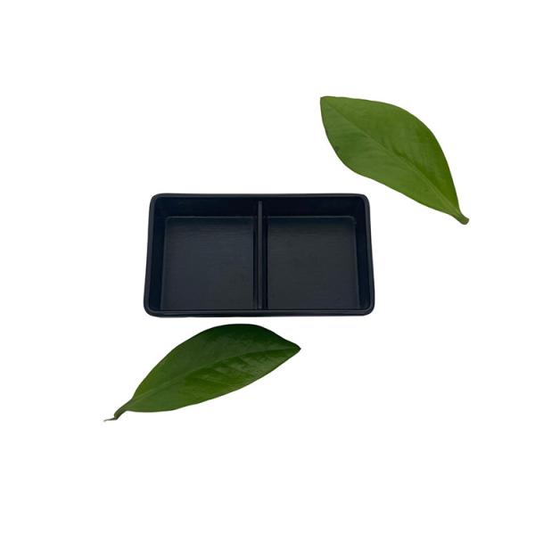 Buy cheap Matte Black Camping Melamine Sauce Dish Double Lattice Soy Sauce Dishes FDA from wholesalers