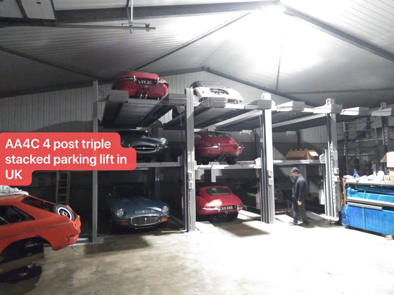 AA4C 4 Post Triple Car Parking Lift Four Column Parking Lift Multi-Level Car Lift