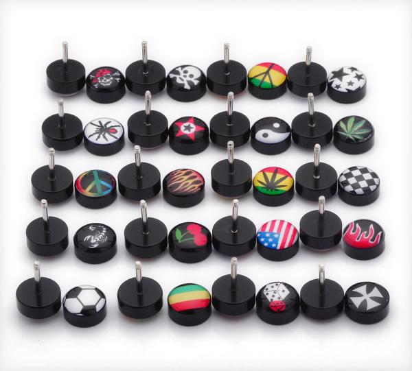 Free Shipping Fake Ear Plugs Studs Earrings For Logo Print Anti-allergic