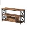 Buy cheap Oem Rustic Reclaimed Wood TV Console Cabinet With Black Iron 2 Drawers from wholesalers