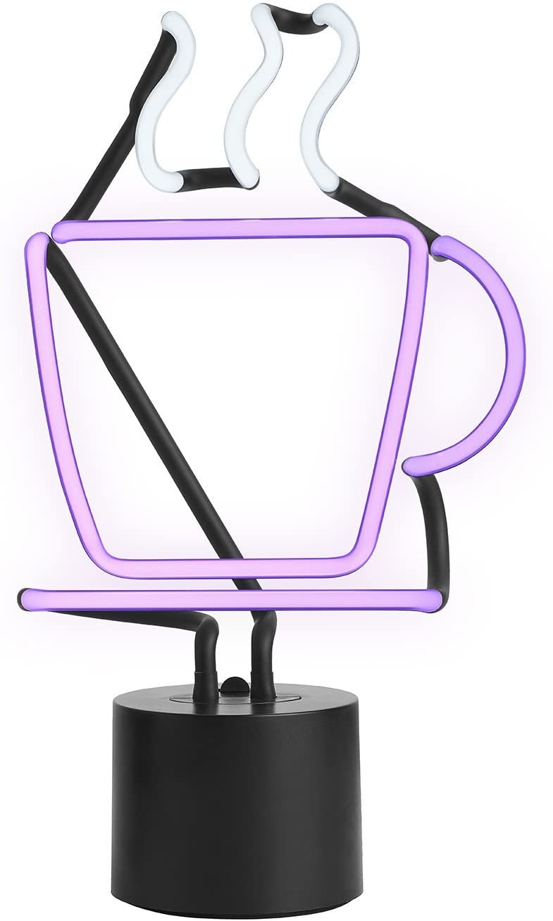 Coffee Cup 14x8 Neon Light Desk Lamp 130V Ac Handblown Glass Dercoration
