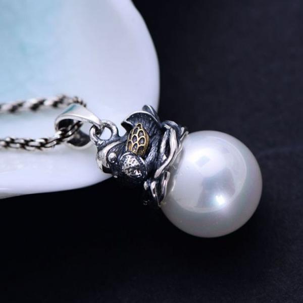 Buy cheap Women Retro 925 Silver Shell Pearl Bird Pendant Necklace (XH056542W) from wholesalers