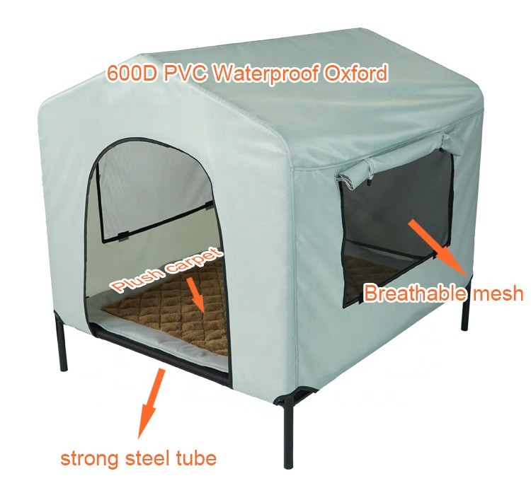 Breathable 600D Elevated Canopy Dog Bed 32in Outdoor Dog Tent Bed