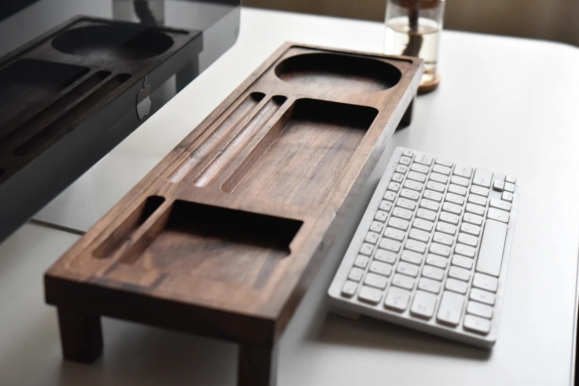 Wood Desk Organizer Office Desk Accessories Wood Docking Station Wood Phone Stand Home Desk Storage Christmas gift