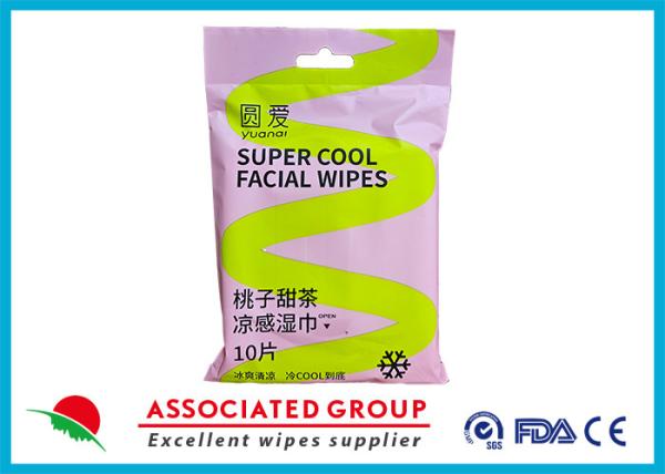Buy cheap ISO 9001 Certified Yuanai Peach Sweet Tea Cooling Wipes Hypoallergenic Adult Wipes 15*20cm from wholesalers