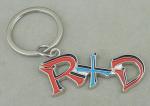 Zinc Alloy Synthetic Enamel Promotional Keychain Die Casting Silver RXD Key Ring