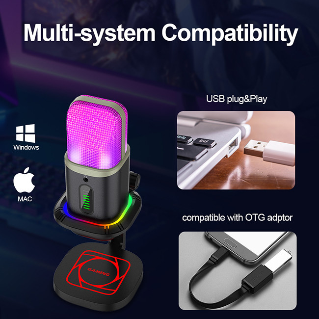 96KHZ 192KHZ USB Condenser Microphone With Shockproof Stand